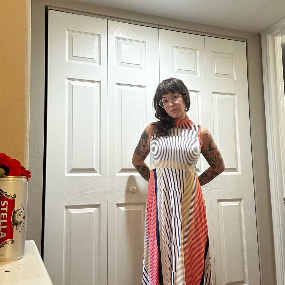 Maeve by Anthropologie Colorful Striped Sleeveless Midi Dress - Picture 6 of 13